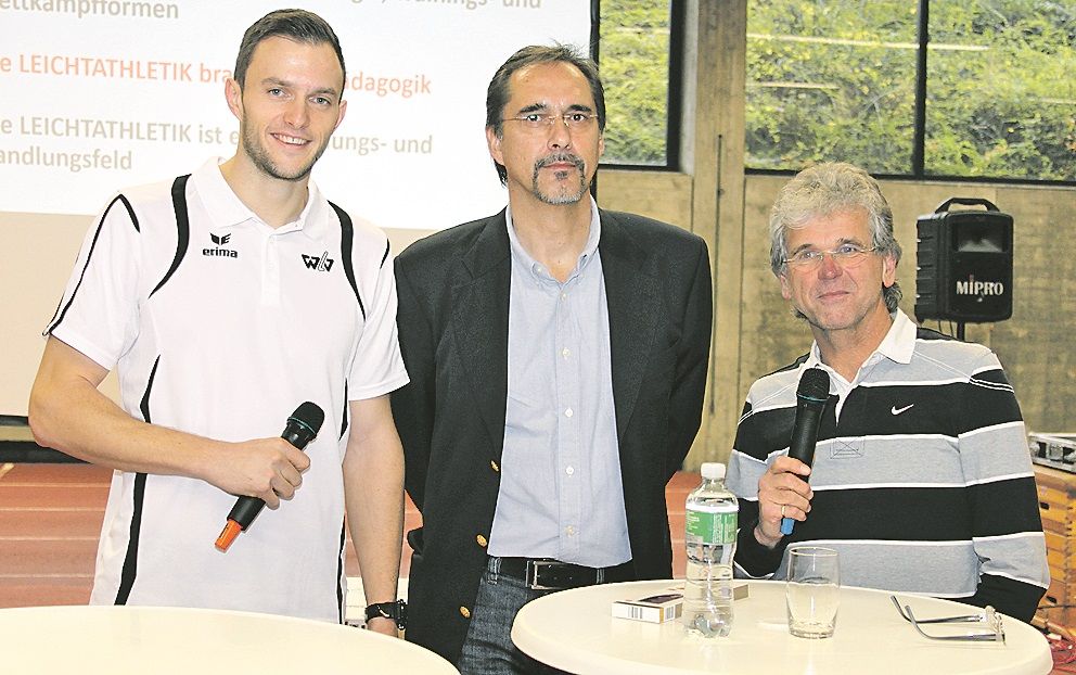 2014: Die Zehnkämpfer Siggi Wentz und Rene Stauß im Gespräch mit Ewald Walker