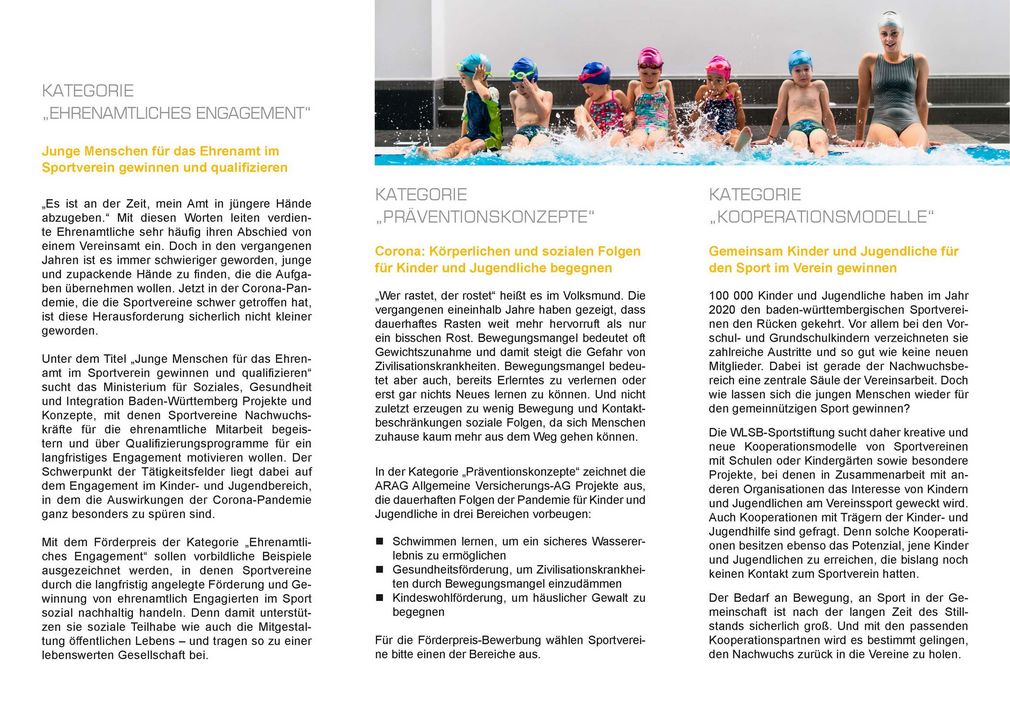 Förderpreise der WLSB-Sportstiftung für baden-württembergische Sportvereine