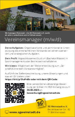 SG Weinstadt sucht Vereinsmanger in Vollzeit (m/w/d)