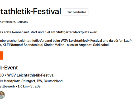 WGV Leichtathletik-Festival jetzt auf Strava