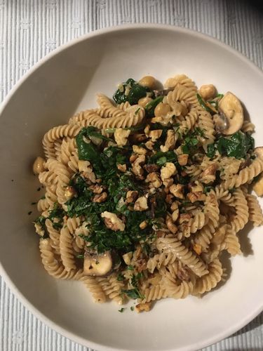 Pasta mit Kichererbsen, Champignons & Walnusstopping beim Friday-Evening-Cooking mit AOK und WLV