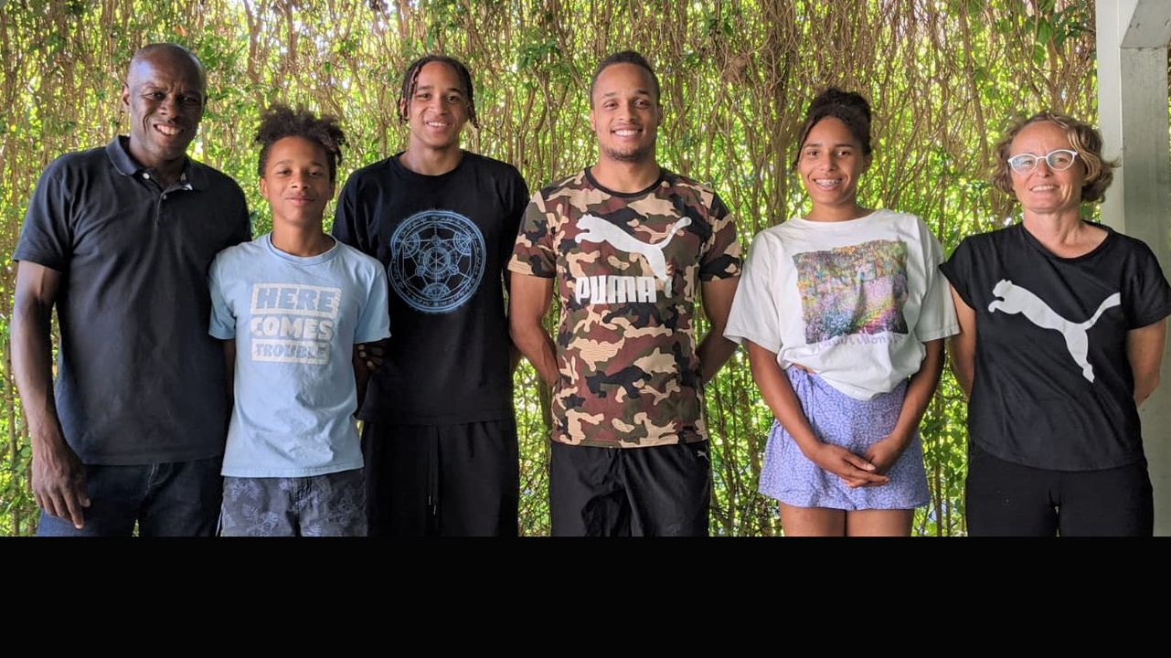Die Leichtathletik-Familie Skupin-Alfa: Vater Marcus, Magnus, Malik, Milo, Vanda und Mutter Natalie (v. links)